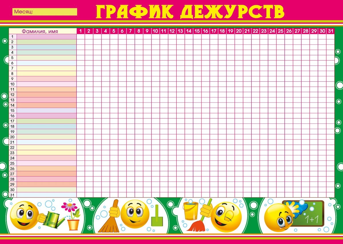 Расписание дежурств в классе