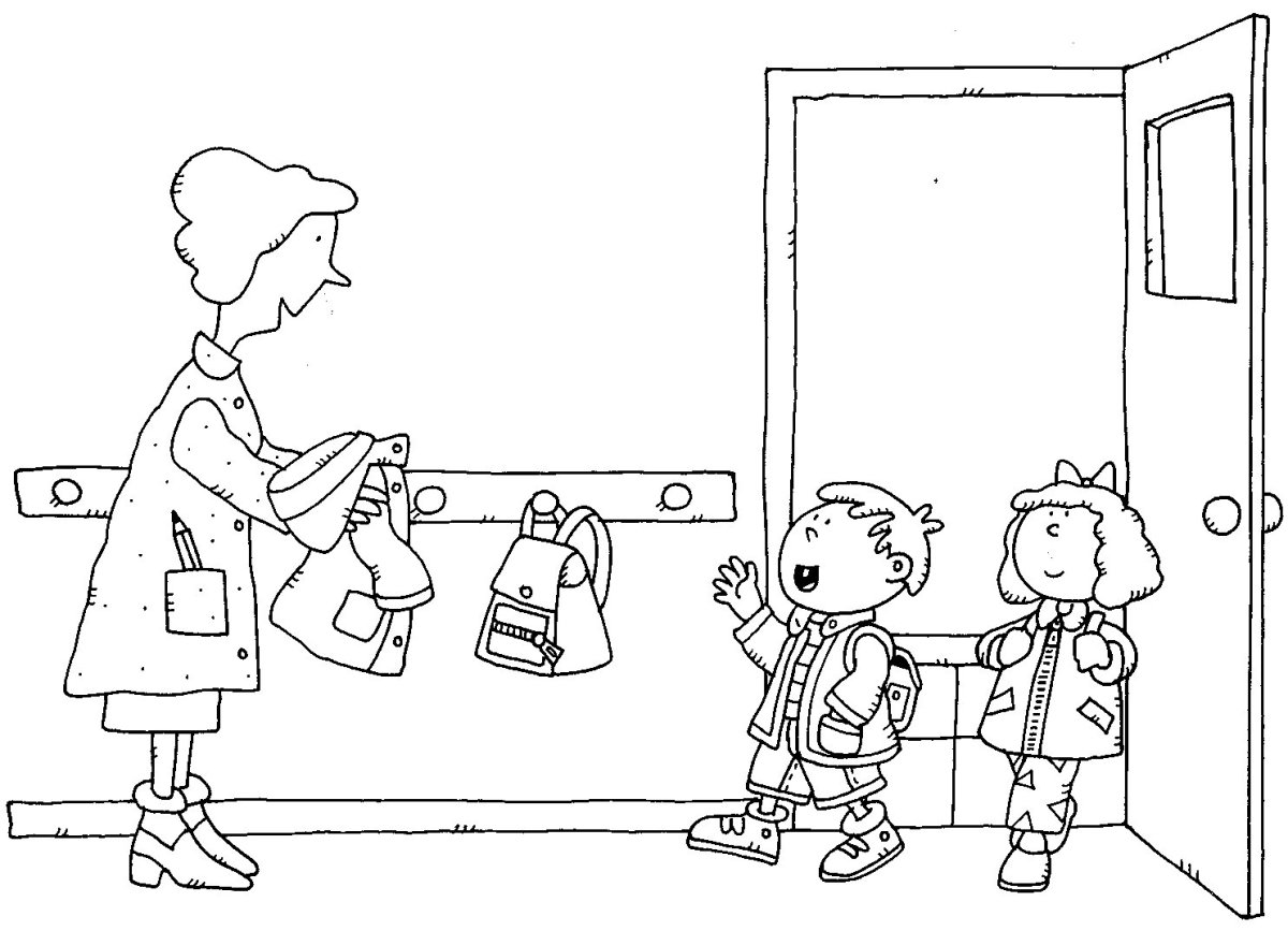 Дети в школе раскраска для детей