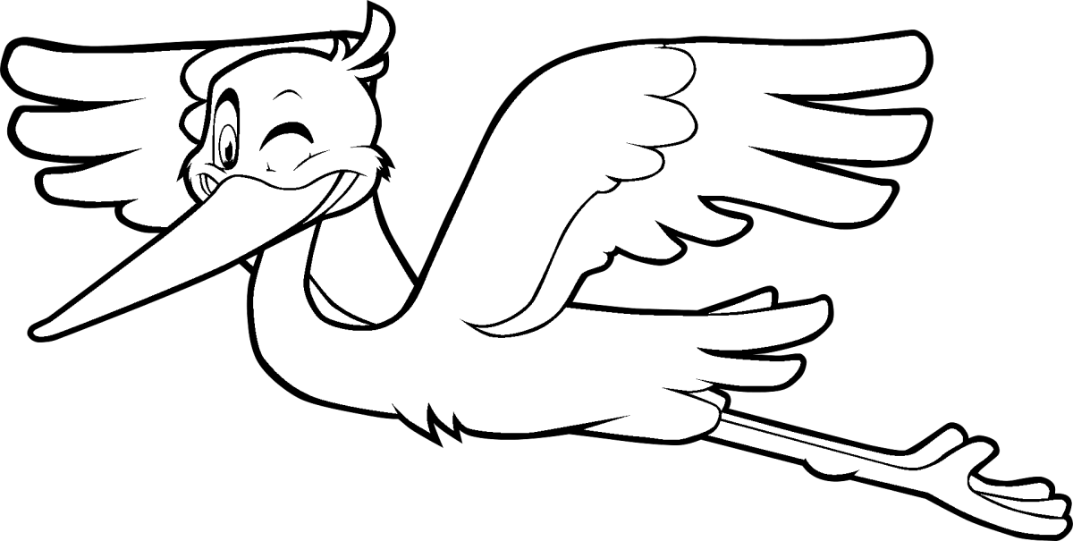 Трафарет аиста с ребенком