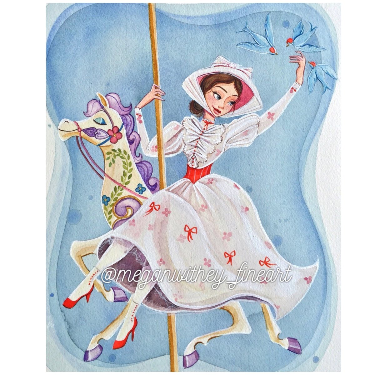 Мэри Поппинс акварель