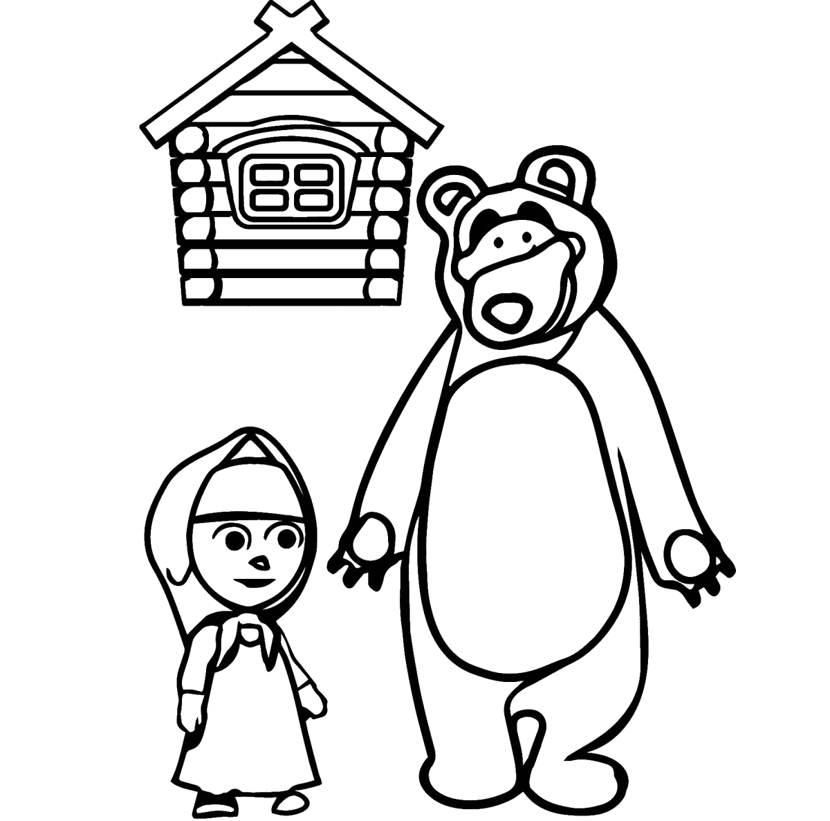 Маша и медведь дом раскраска