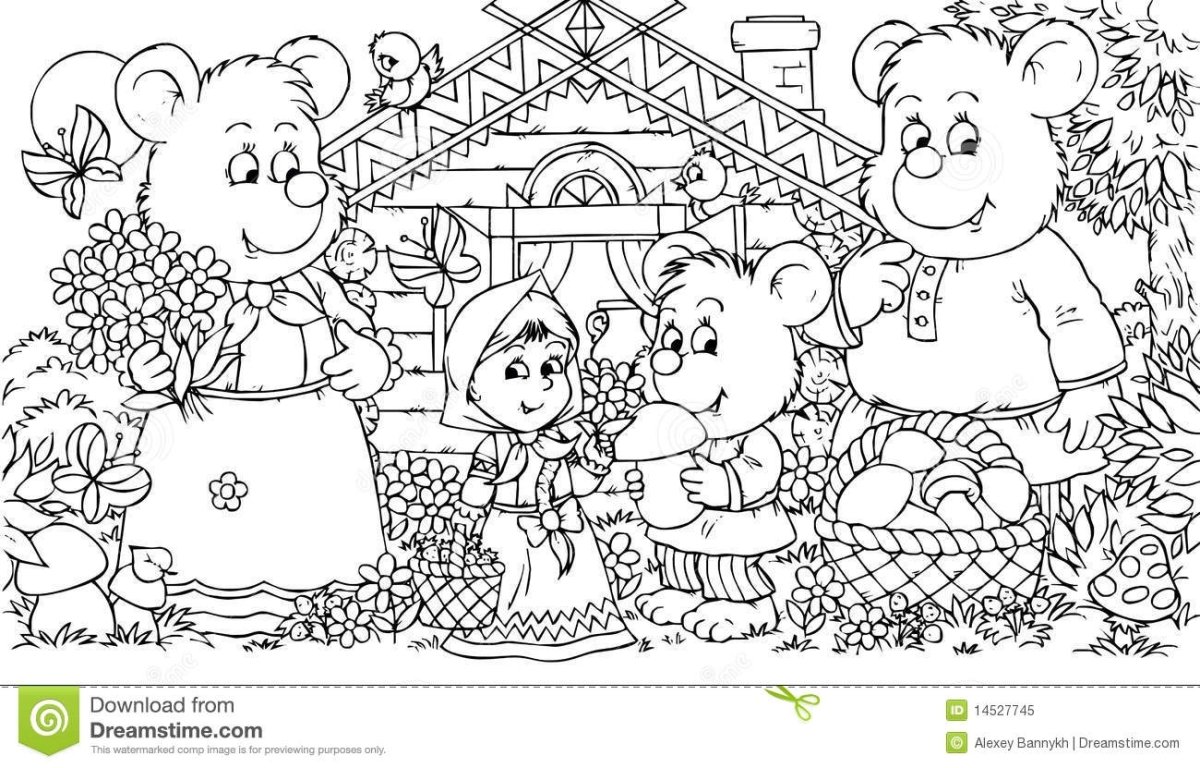 3 Медведя дом раскраска