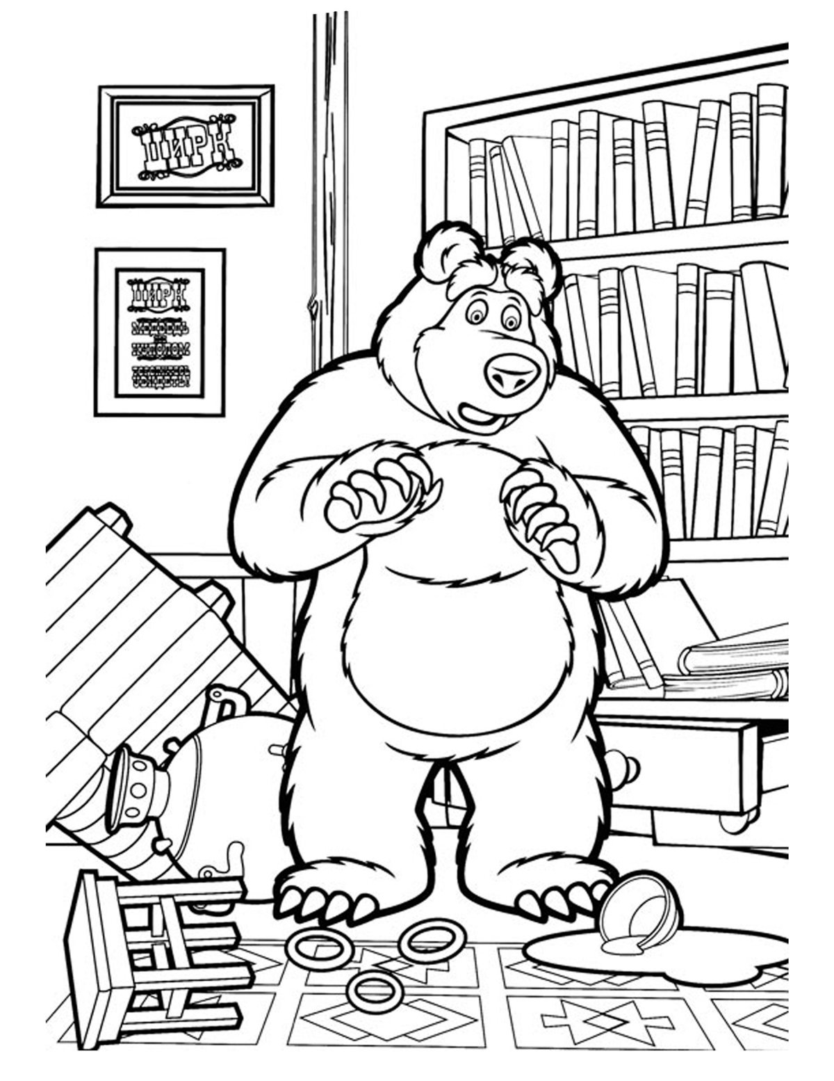 Медведь из Маши и медведя раскраска