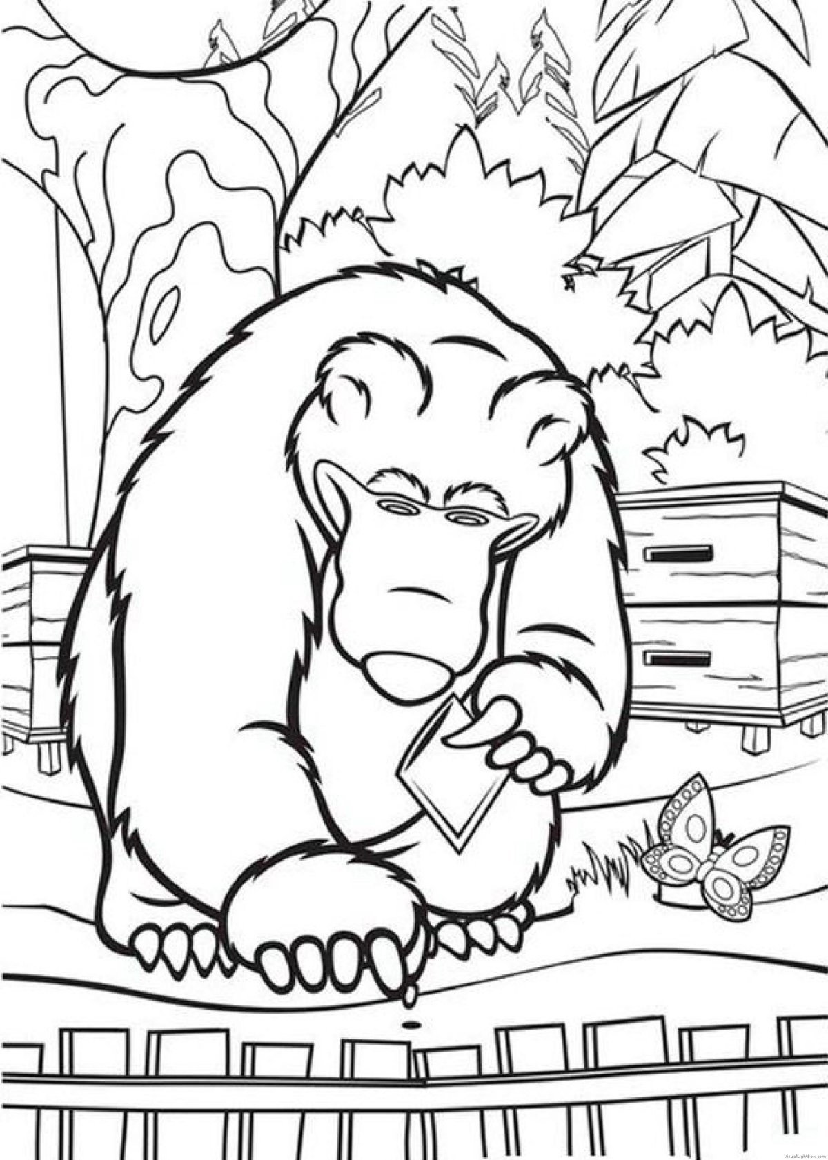 Маша и медведь раскраска большая