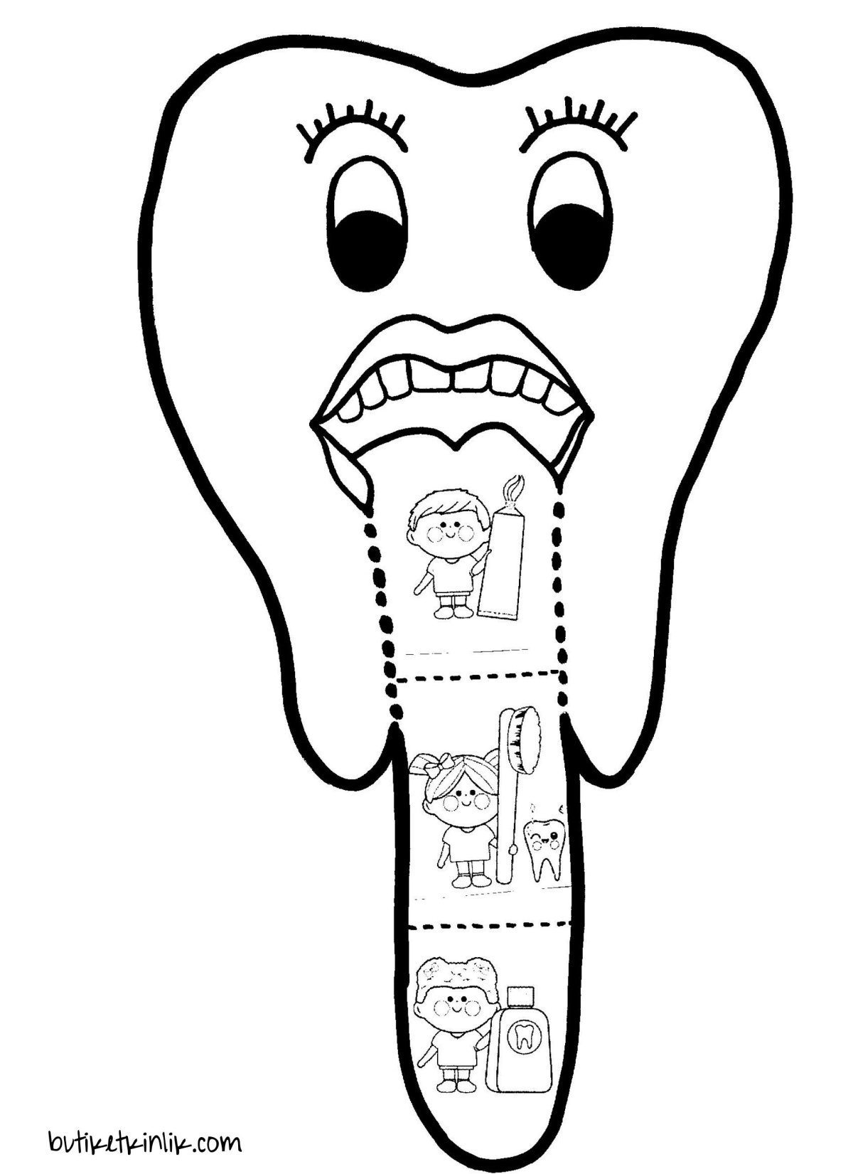 Зуб раскраска для детей