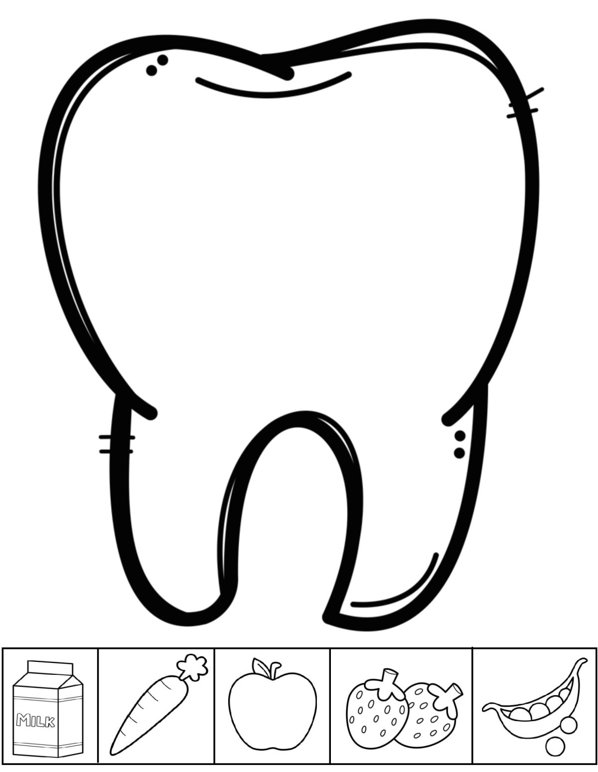 Раскраска зубик для детей