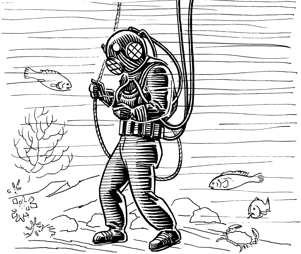 Рисунок подводной лодки для раскрашивания