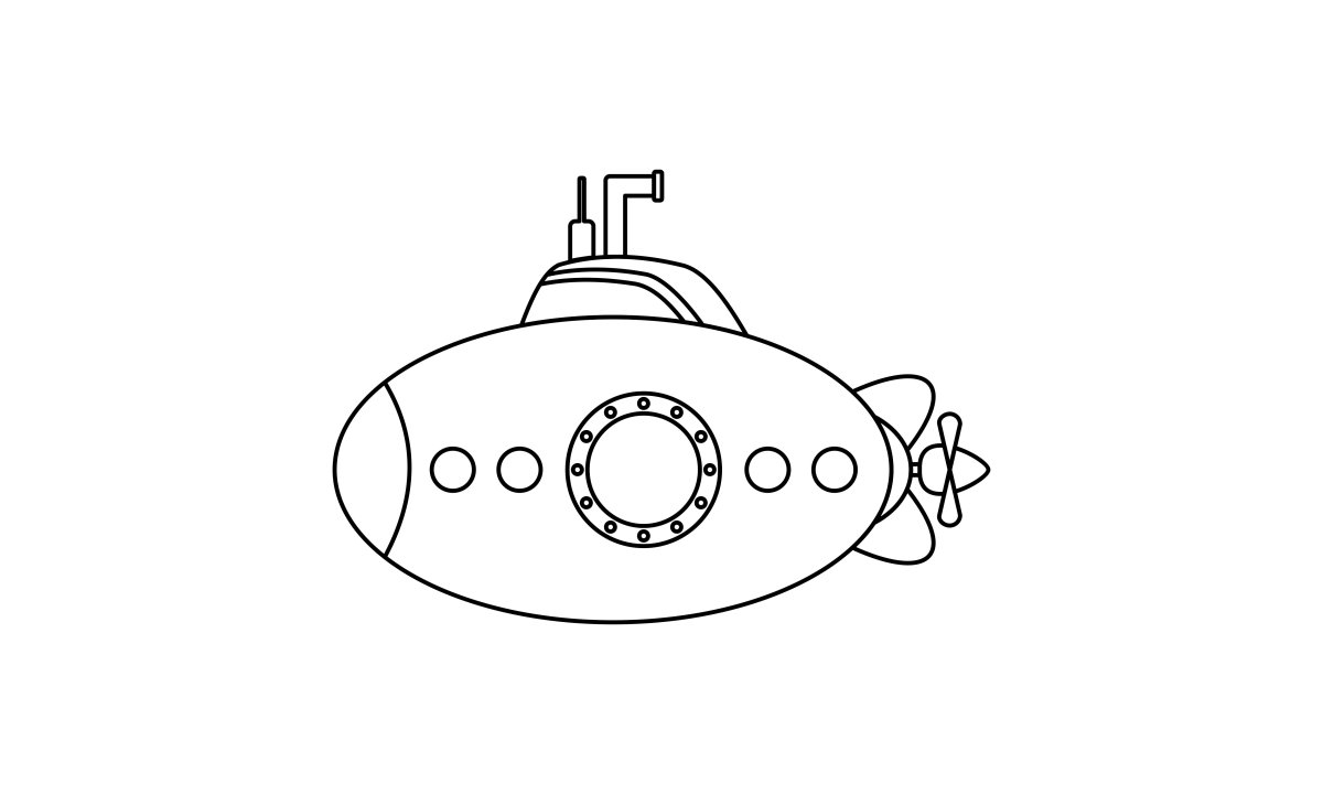 Контурный рисунок подлодки