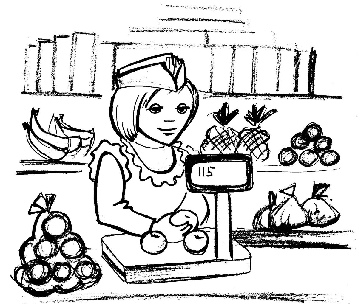 Продавец раскраска для детей