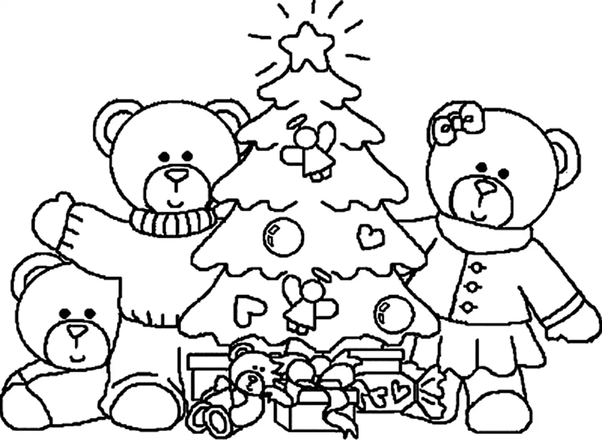 Новогодняя раскраска (мишка)