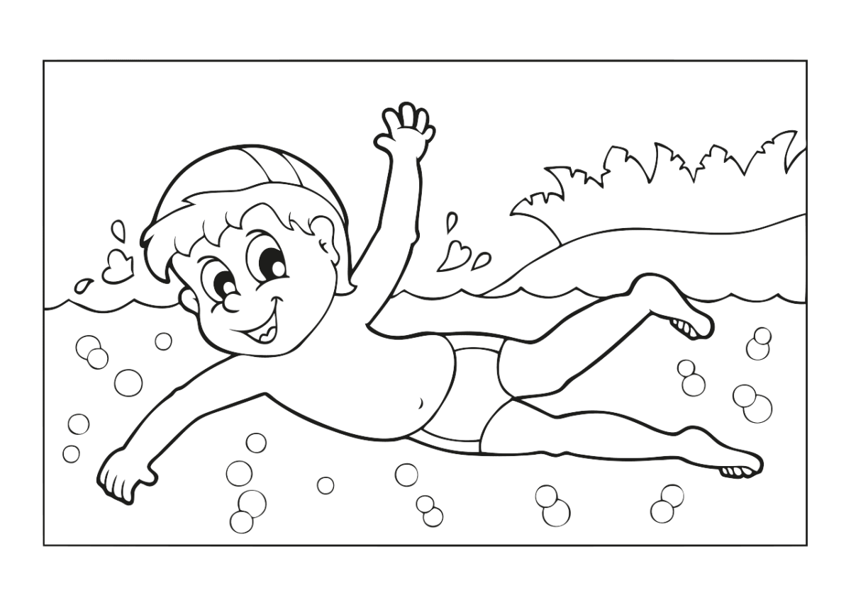 Раскраска бассейн для детей