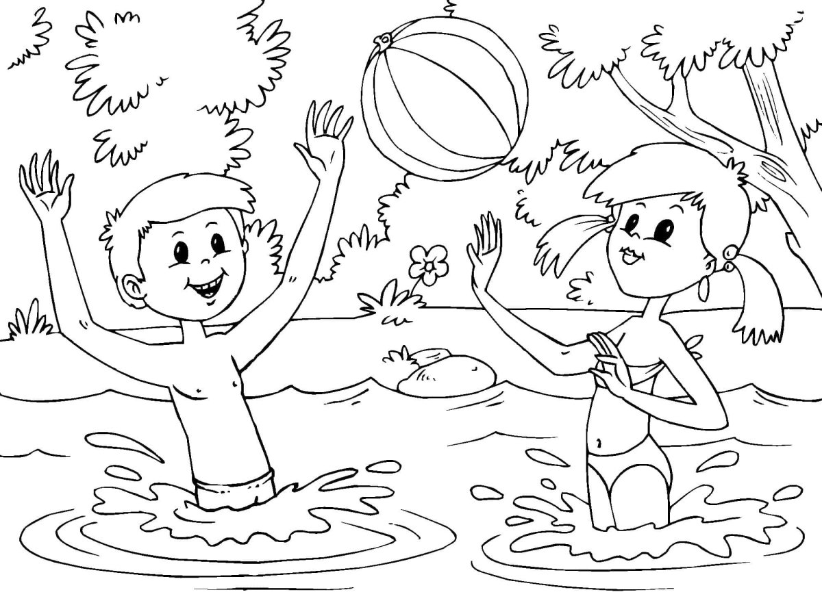 Водные лыжи раскраска для детей