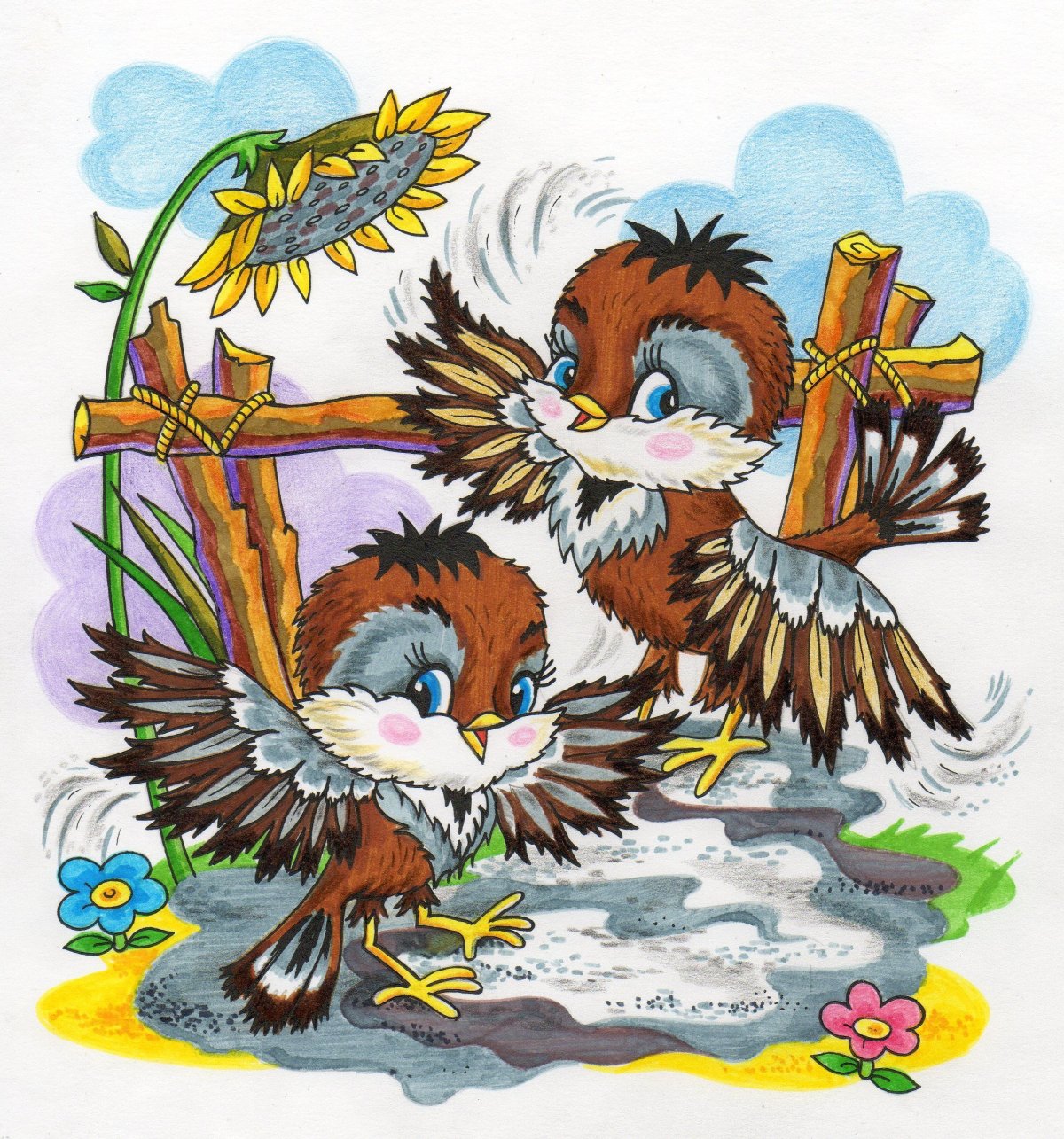 Полевой Воробей рисунок