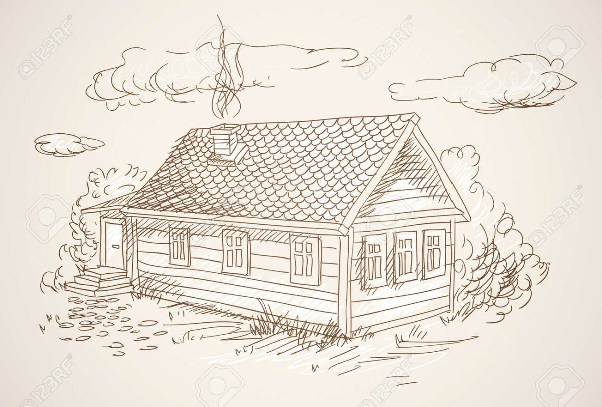 Домик в деревне эскиз