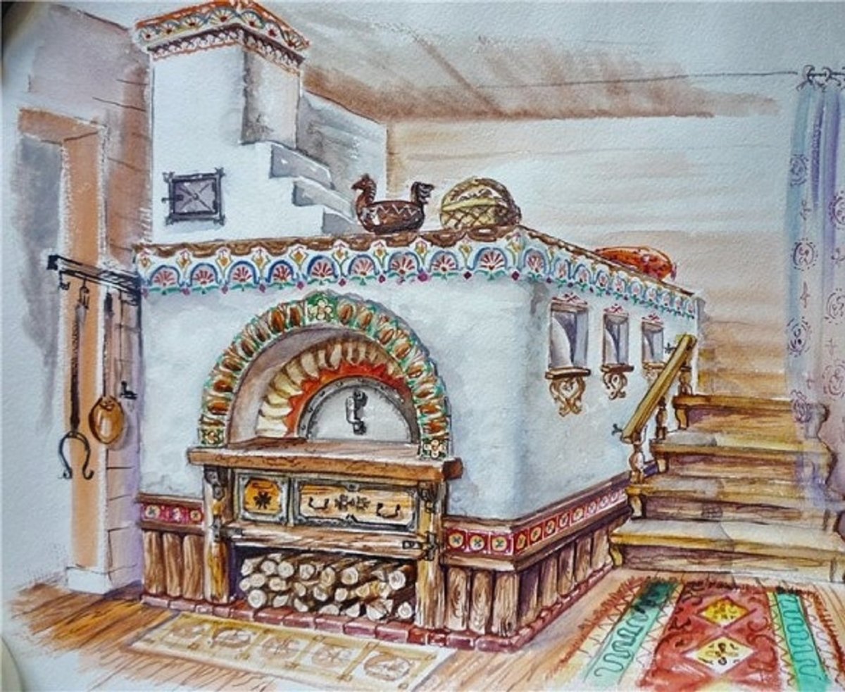 Русская печь с лежанкой на Руси