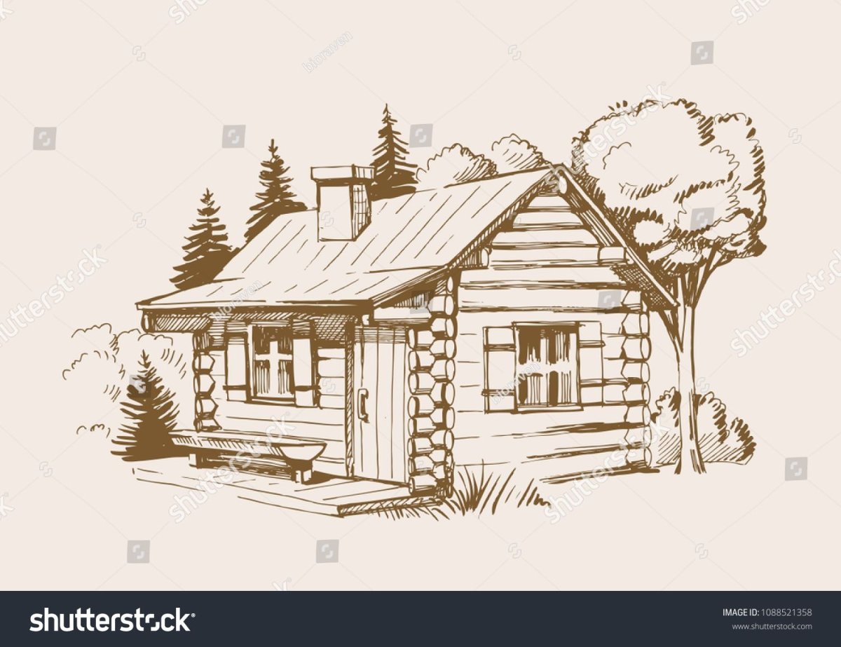 Деревянный домик вектор