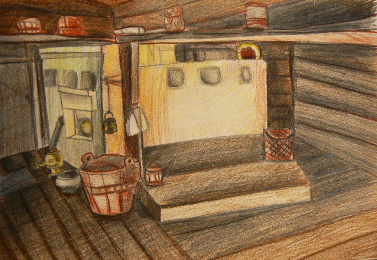 Карл Иванович Кольман интерьер русской избы