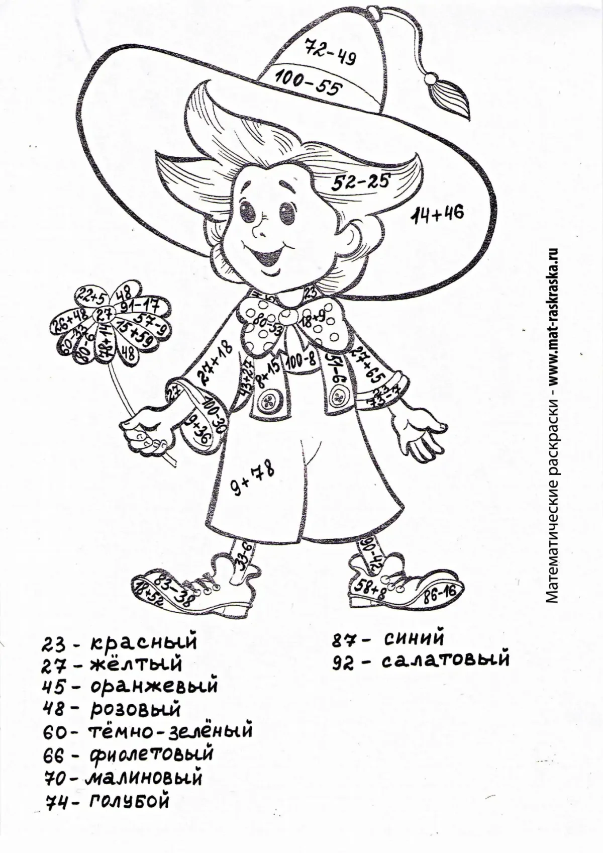 Раскраска сложение и вычитание