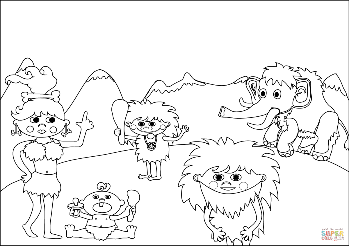 Пещерный человек раскраска для детей