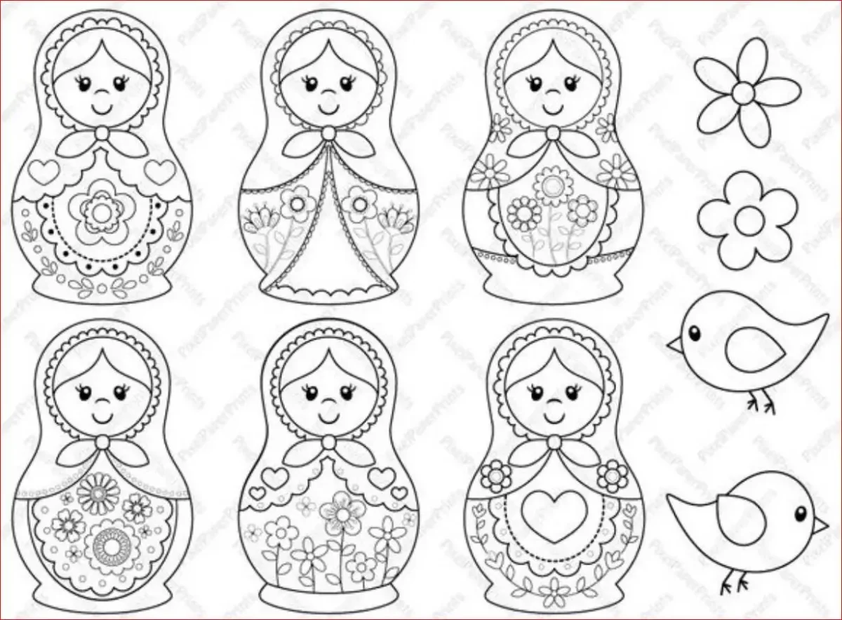 Раскраска антистресс Матрешка