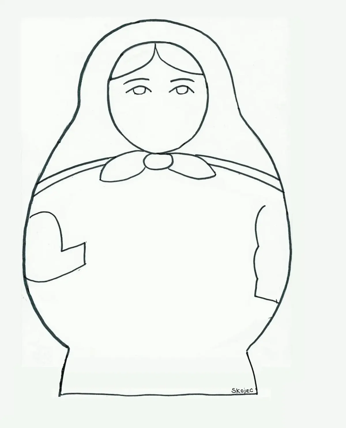 Лицо матрешки черно белое