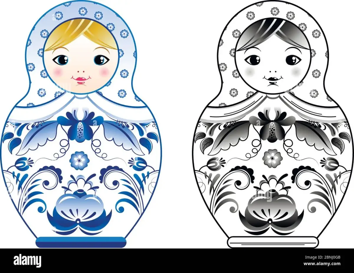 Матрешка черно белая