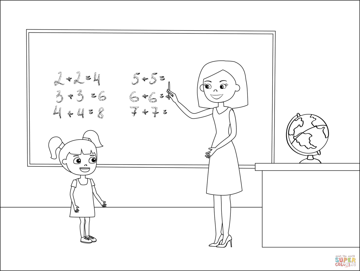 Раскраска женщина учитель