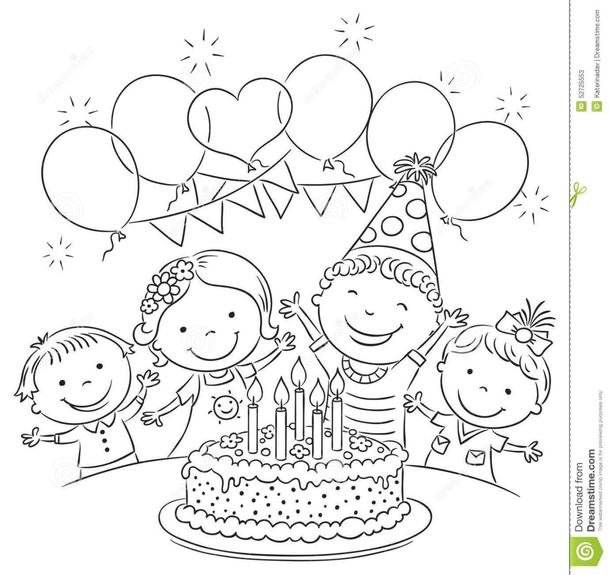 Праздник день рождения раскраска