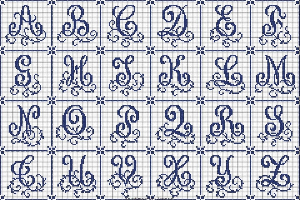Схемы вышивки крестом алфавит для монограмм