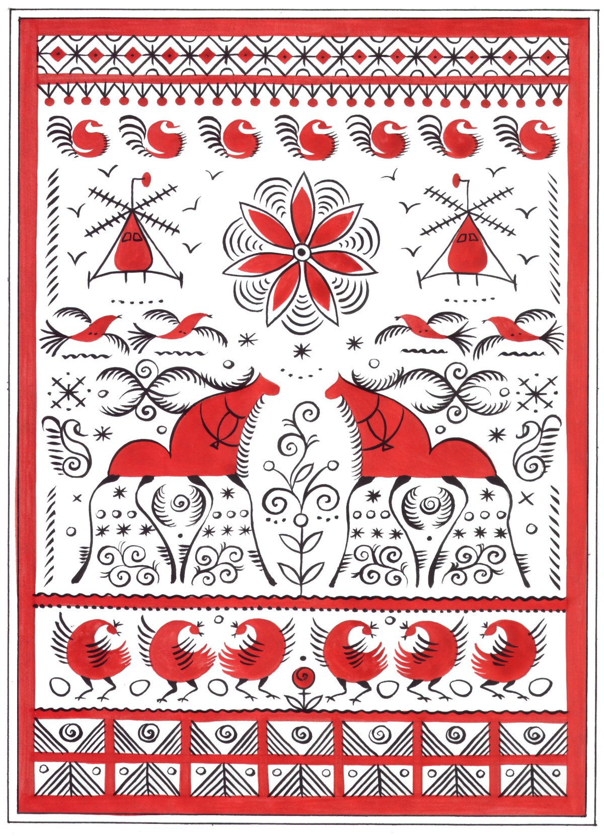 Ленточный Мезенский орнамент