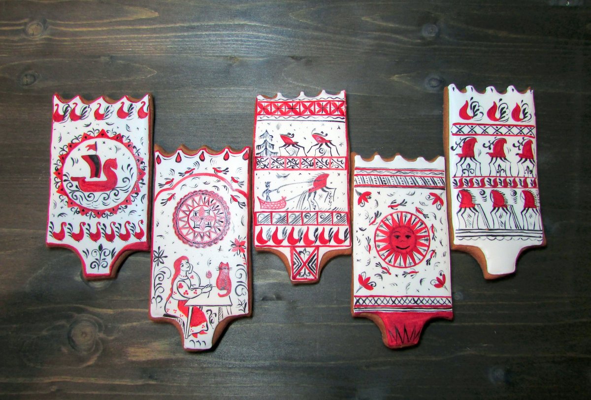 Мезенская роспись прялка