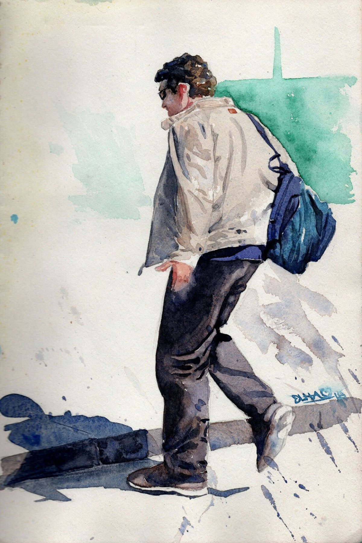 Этюд человека акварелью