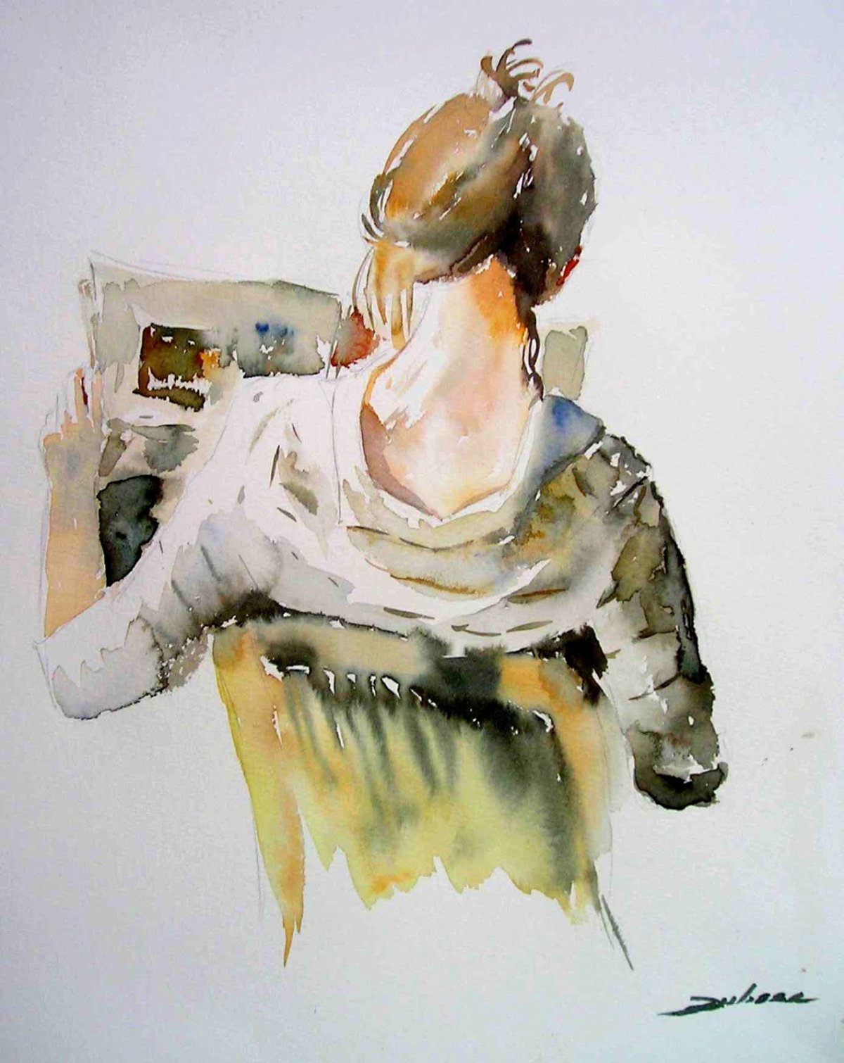 Фигура человека живопись акварель