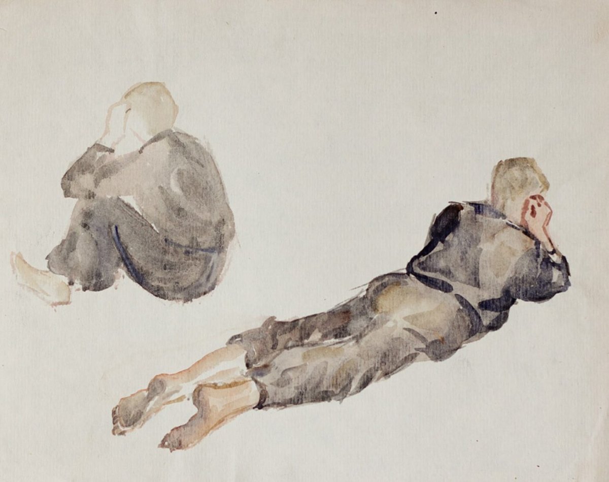 Фигура человека акварелью силуэт