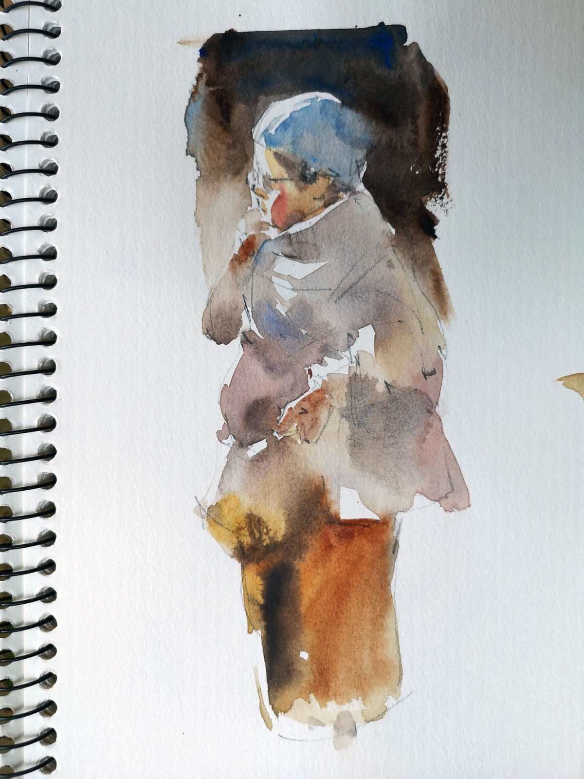 Силуэты людей в движении акварелью