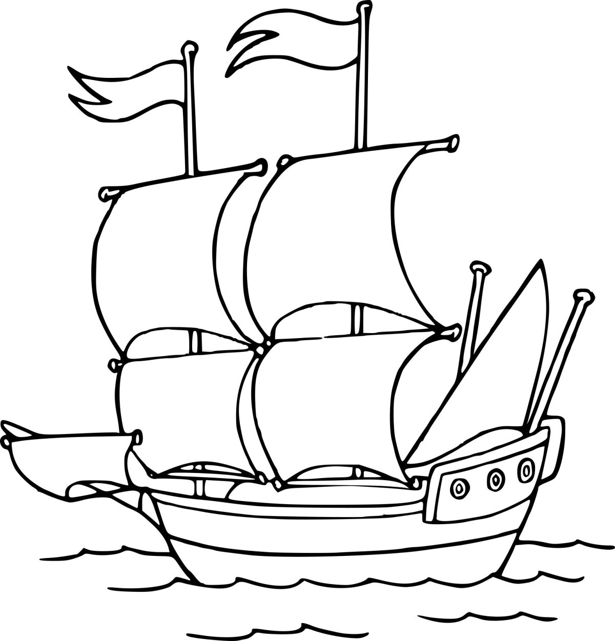 Раскраска. Кораблик