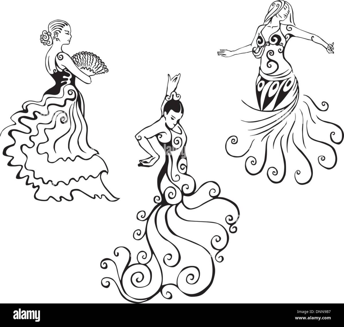 Эскизы вектор танца фламенко