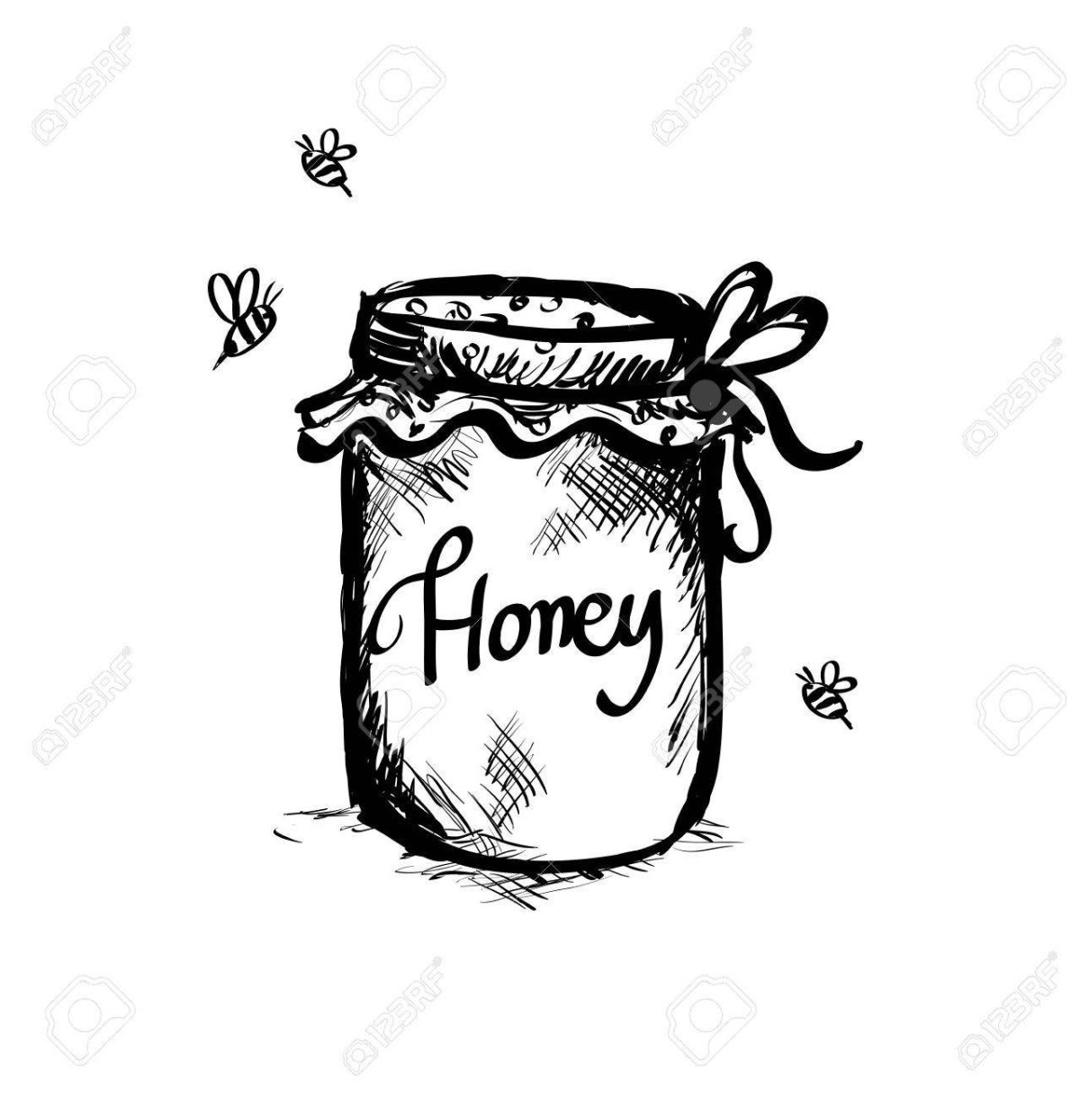 Чёрно-белая баночка меда