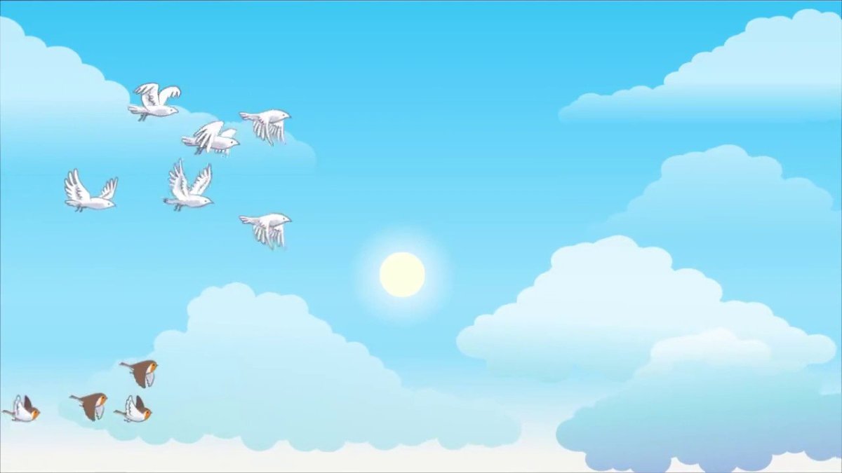 Мультяшное небо с птичками