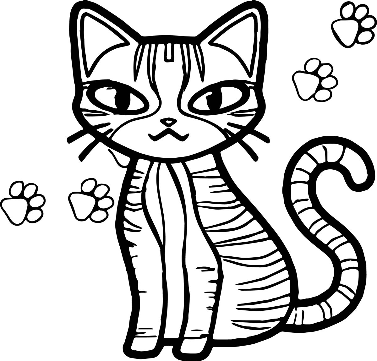 Раскраска котенок полосатый