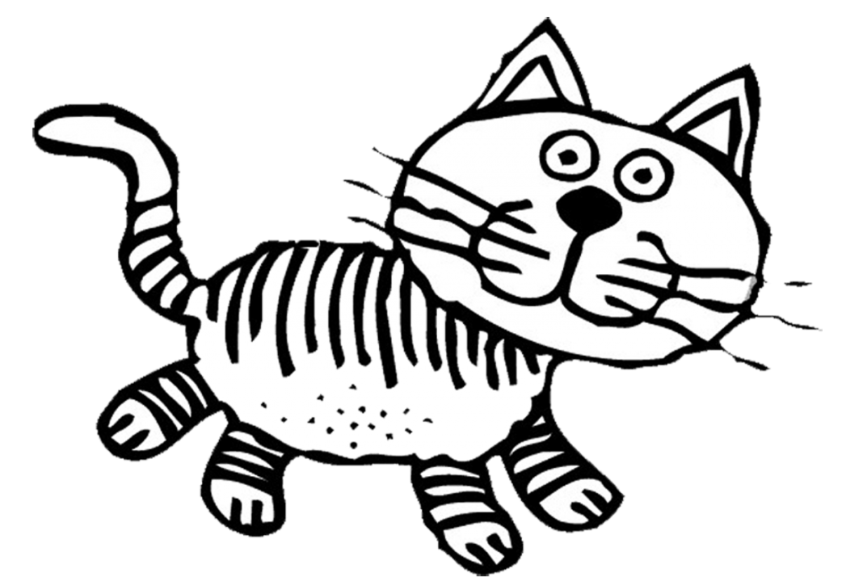 Полосатая кошка раскраска для детей