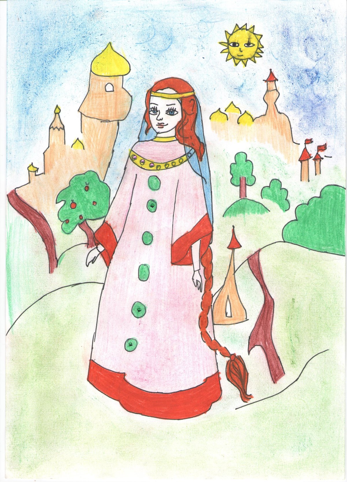 Раскраска три богатыря Настасья