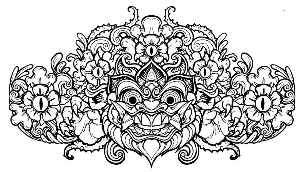 Баронг тату эскизы