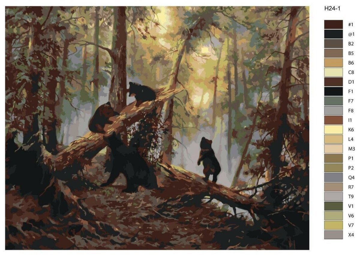 Утро в Сосновом лесу раскраска