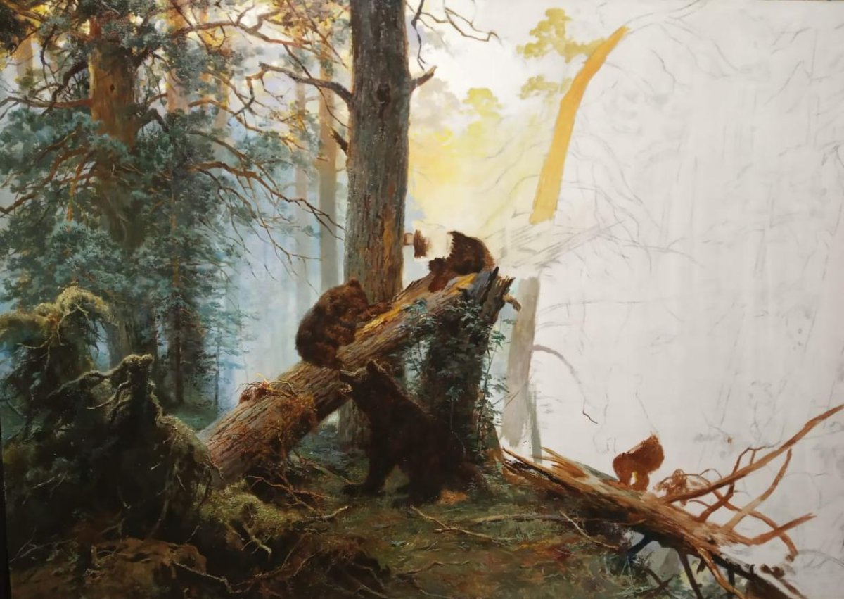 Мишки в Сосновом Бору картина Шишкина