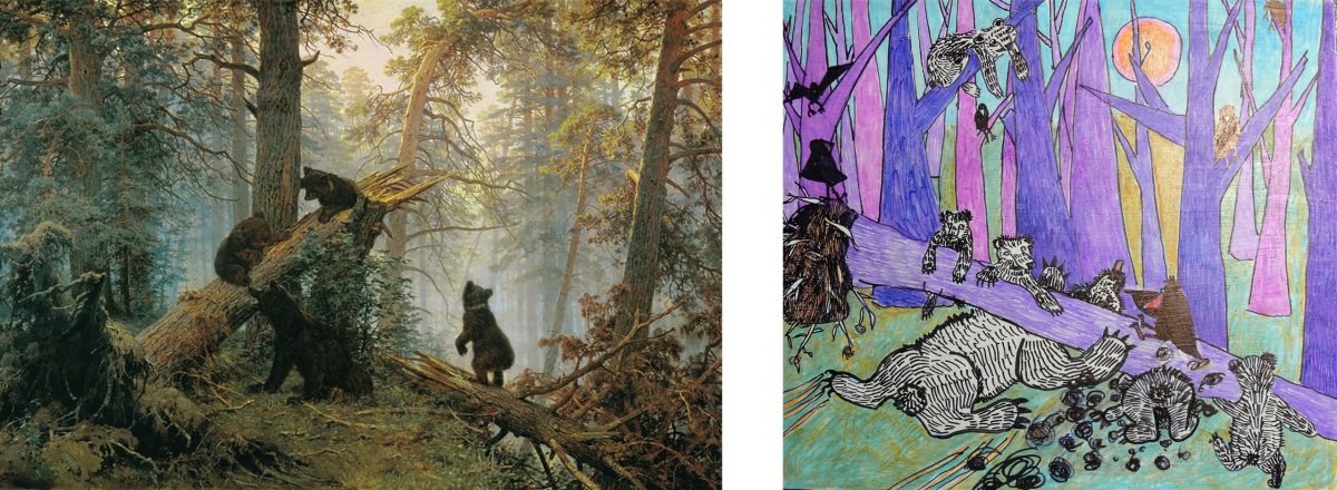 Утро в Сосновом лесу рисунки детей