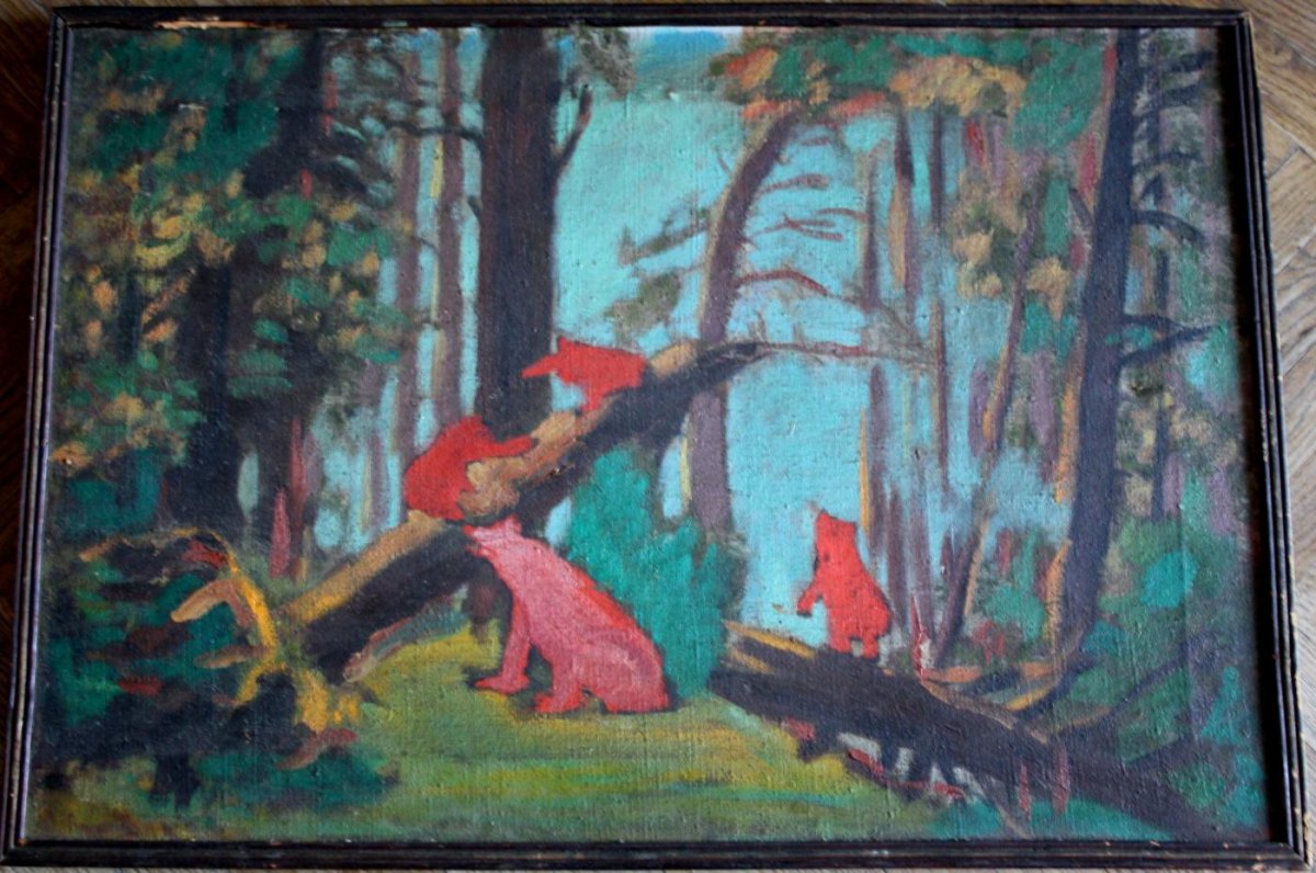 Раскраска Медведица с медвежатами