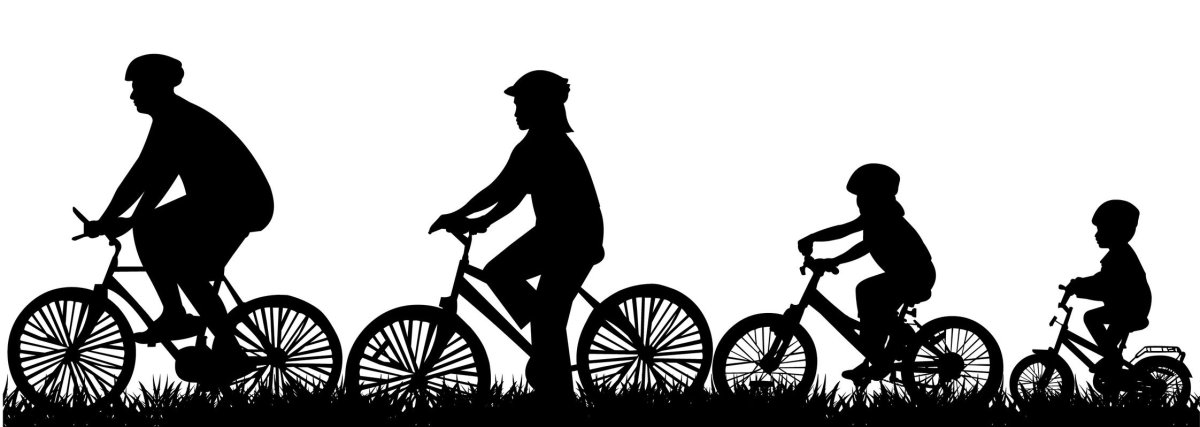 Семья на велосипедах силуэт