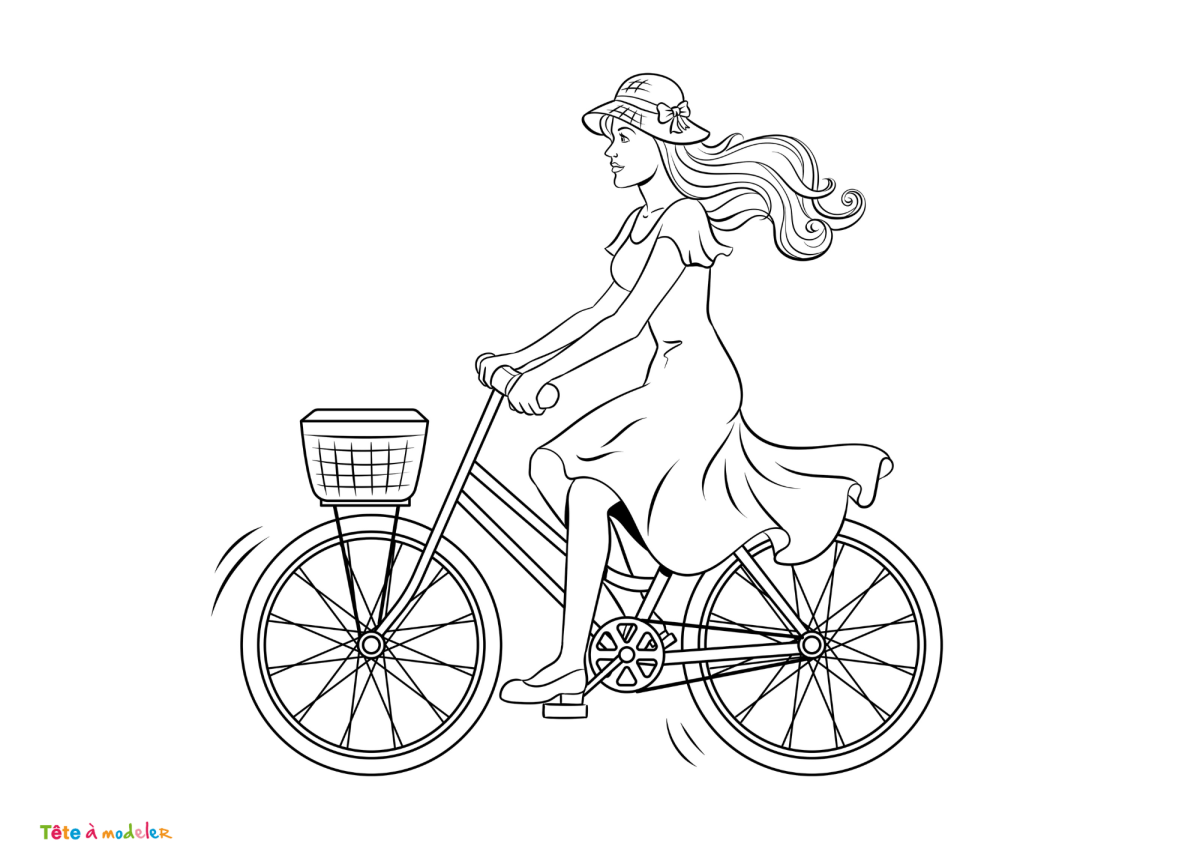 Девочка на велосипеде раскраска