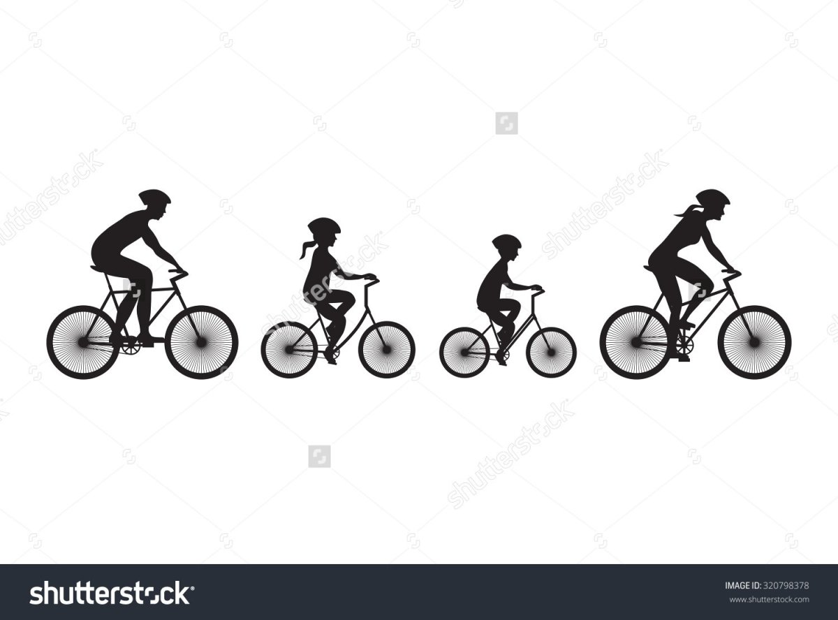 Катаются на велосипеде силуэты